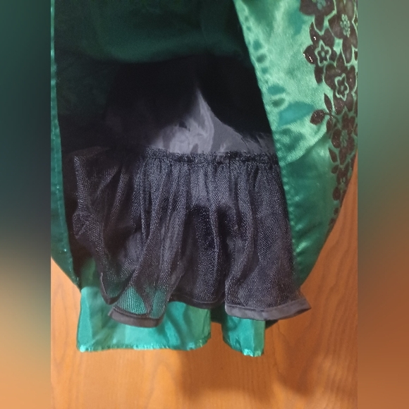 JONA MICHELLE black velvet & green floral print satin formal dress - Picture 7 of 9